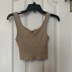 Beige Ribbed Women's Tank Top
